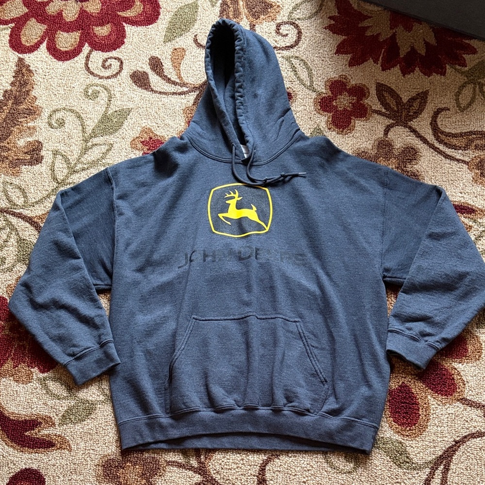 John Deere Dark Gray Hoodie with Yellow Logo